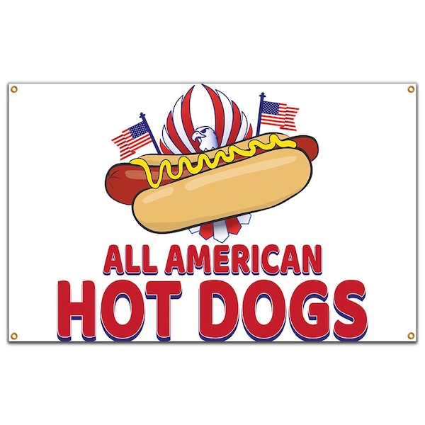 Signmission All American Hot Dogs Banner Concession Stand Food Truck Single Sided B-96 All American Hot Dogs19 - main